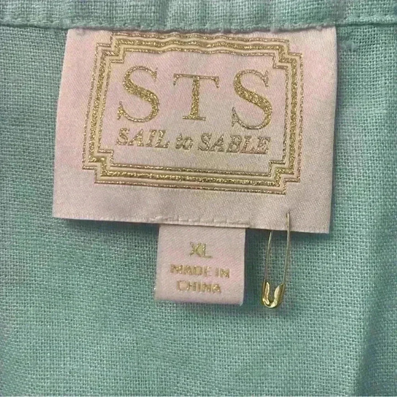 Sail To Sable Linen Tunic Dress Classic in Aqua size XL - Picture 5 of 11